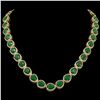 64.01 ctw Emerald & Diamond Halo Necklace 10K Yellow Gold - REF-854Y5X - SKU:41188