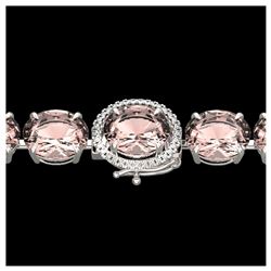 67 ctw Morganite & Diamond Bracelet 14K White Gold - REF-763M6F - SKU:22269