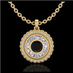 2.11 ctw Fancy Black Diamond Art Deco Stud Necklace 18K Yellow Gold - REF-180A2V - SKU:37914