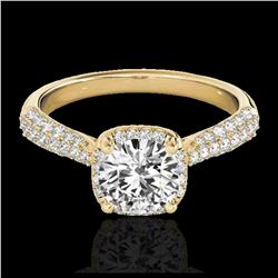 1.50 ctw H-SI/I Diamond Solitaire Halo Ring 10K Yellow Gold - REF-190A9V - SKU:33260