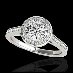 1.33 ctw H-SI/I Diamond Solitaire Halo Ring 10K White Gold - REF-190A9V - SKU:33508