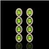 5.88 ctw Peridot & Diamond Halo Earrings 10K Yellow Gold - REF-125F5N - SKU:40531