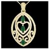 3.50 ctw Emerald & Diamond Heart Necklace 18K Yellow Gold - REF-218H2M - SKU:21288