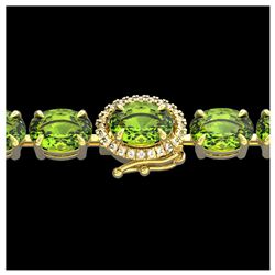 32 ctw Peridot & VS/SI Diamond Bracelet 14K Yellow Gold - REF-180R2K - SKU:23434