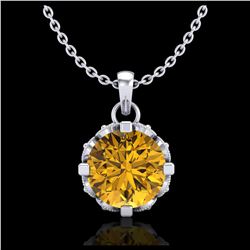 1.14 ctw Intense Fancy Yellow Diamond Art Deco Necklace 18K White Gold - REF-121R8K - SKU:37378