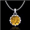 1.14 ctw Intense Fancy Yellow Diamond Art Deco Necklace 18K White Gold - REF-121R8K - SKU:37378