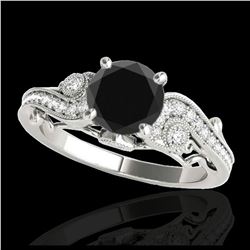 1.25 ctw VS Black Diamond Solitaire Ring 10K White Gold - REF-43A2V - SKU:34795