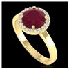 Image 2 : 2 ctw Ruby & Halo VS/SI Diamond Ring 18K Yellow Gold - REF-58N2A - SKU:21642