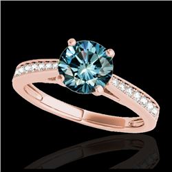1.25 ctw SI Fancy Blue Diamond Solitaire Ring 10K Rose Gold - REF-118F6N - SKU:35011