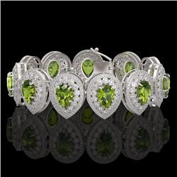 57.24 ctw Tourmaline & Diamond Bracelet 14K White Gold - REF-1769H5M - SKU:43274