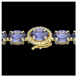 32 ctw Tanzanite & VS/SI Diamond Bracelet 14K Yellow Gold - REF-328H9M - SKU:23442