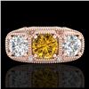 Image 2 : 2.51 ctw Intense Fancy Yellow Diamond Art Deco Ring 18K Rose Gold - REF-345N5A - SKU:37722