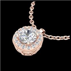 1.10 ctw VS/SI Diamond Solitaire Art Deco Stud Necklace 18K Rose Gold - REF-218V2Y - SKU:37122