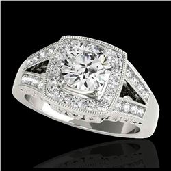1.65 ctw H-SI/I Diamond Solitaire Halo Ring 10K White Gold - REF-270H2M - SKU:34459