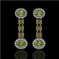 8.69 ctw Tourmaline & Diamond Earrings 14K Rose Gold - REF-175A3V - SKU:44304