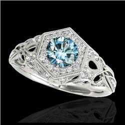 1.40 ctw SI Fancy Blue Diamond Ring 10K White Gold - REF-150H2M - SKU:34180