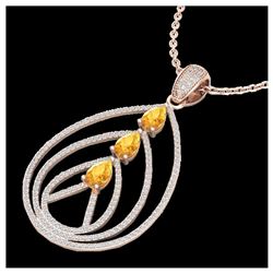 2 ctw Citrine & VS/SI Diamond Necklace 14K Rose Gold - REF-111R6K - SKU:22465
