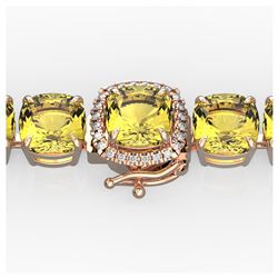 35 ctw Citrine & VS/SI Diamond Bracelet 14K Rose Gold - REF-134K2W - SKU:23303