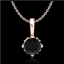 0.62 ctw Fancy Black Diamond Art Deco Stud Necklace 18K Rose Gold - REF-52V7Y - SKU:37794