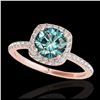Image 1 : 1.50 ctw SI Fancy Blue Diamond Solitaire Halo Ring 10K Rose Gold - REF-135M2F - SKU:33340