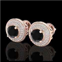 2.35 ctw Fancy Black Diamond Art Deco Stud Earrings 18K Rose Gold - REF-167R3K - SKU:38130