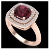 Image 2 : 2.27 ctw Garnet & VS/SI Diamond Ring 14K Rose Gold - REF-55Y3X - SKU:20761