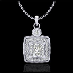 0.91 ctw Princess VS/SI Diamond Art Deco Stud Necklace 18K White Gold - REF-145W5H - SKU:37130