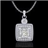 0.91 ctw Princess VS/SI Diamond Art Deco Stud Necklace 18K White Gold - REF-145W5H - SKU:37130