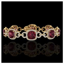 30 ctw Garnet & VS/SI Diamond Bracelet 14K Yellow Gold - REF-368A9V - SKU:23025