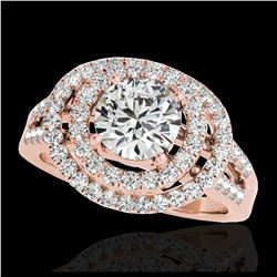 1.75 ctw H-SI/I Diamond Solitaire Halo Ring 10K Rose Gold - REF-177Y3X - SKU:34284