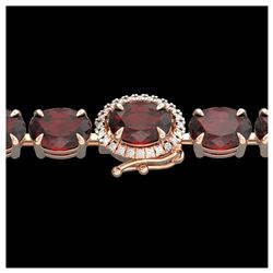 32 ctw Garnet & VS/SI Diamond Eternity Bracelet 14K Rose Gold - REF-119M5F - SKU:23426