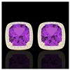 6 ctw Amethyst & VS/SI Diamond Halo Earrings 18K Yellow Gold - REF-77A3V - SKU:22797