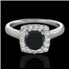 1.37 ctw VS Black Diamond Solitaire Halo Ring 10K White Gold - REF-51H2M - SKU:33412