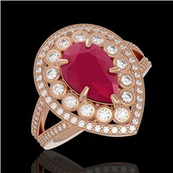 5.12 ctw Ruby & Diamond Ring 14K Rose Gold - REF-153W3H - SKU:43122