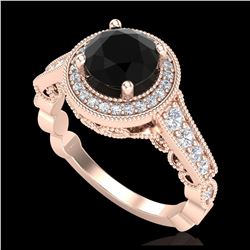 1.91 ctw Fancy Black Diamond Art Deco Ring 18K Rose Gold - REF-130Y9X - SKU:37682