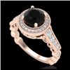 1.91 ctw Fancy Black Diamond Art Deco Ring 18K Rose Gold - REF-130Y9X - SKU:37682