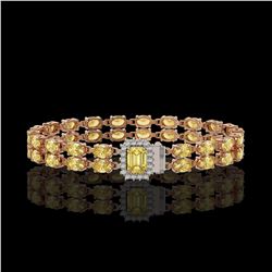 13.88 ctw Citrine & Diamond Bracelet 14K Rose Gold - REF-168Y2X - SKU:45750