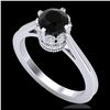 1.14 ctw Fancy Black Diamond Art Deco Ring 18K White Gold - REF-94N5A - SKU:37338