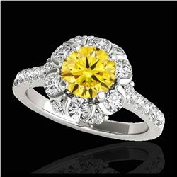 2.05 ctw SI/I Fancy Intense Yellow Diamond Ring 10K White Gold - REF-225N2A - SKU:33916
