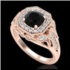 1.75 ctw Fancy Black Diamond Art Deco Ring 18K Rose Gold - REF-136K4W - SKU:38277