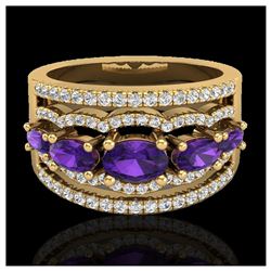 2.25 ctw Amethyst & VS/SI Diamond Ring 10K Yellow Gold - REF-66A9V - SKU:20793