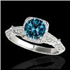 1.36 ctw SI Fancy Blue Diamond Halo Ring 10K White Gold - REF-121F4N - SKU:33756