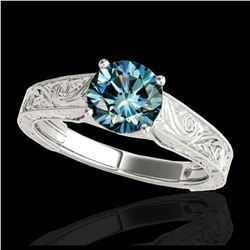1 ctw SI Fancy Blue Diamond Solitaire Ring 10K White Gold - REF-114Y5X - SKU:35187