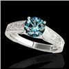 Image 1 : 1 ctw SI Fancy Blue Diamond Solitaire Ring 10K White Gold - REF-114Y5X - SKU:35187