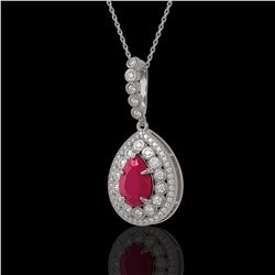 4.97 ctw Ruby & Diamond Necklace 14K White Gold - REF-143F8N - SKU:43202