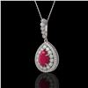 Image 1 : 4.97 ctw Ruby & Diamond Necklace 14K White Gold - REF-143F8N - SKU:43202