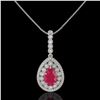 Image 2 : 4.97 ctw Ruby & Diamond Necklace 14K White Gold - REF-143F8N - SKU:43202