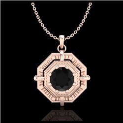 0.75 ctw Fancy Black Diamond Art Deco Stud Necklace 18K Rose Gold - REF-80Y2X - SKU:37458