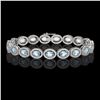 11.02 ctw Aquamarine & Diamond Halo Bracelet 10K White Gold - REF-309H3M - SKU:40475