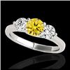 Image 1 : 3 ctw SI/I Fancy Intense Yellow Diamond 3 Stone Ring 10K White Gold - REF-510R7K - SKU:35401